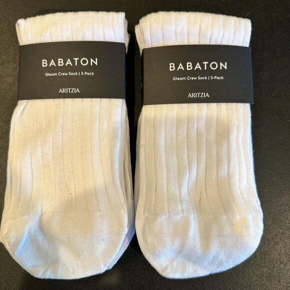 Babaton Gleam Crew Socks Preppy White - Picture 1 of 8